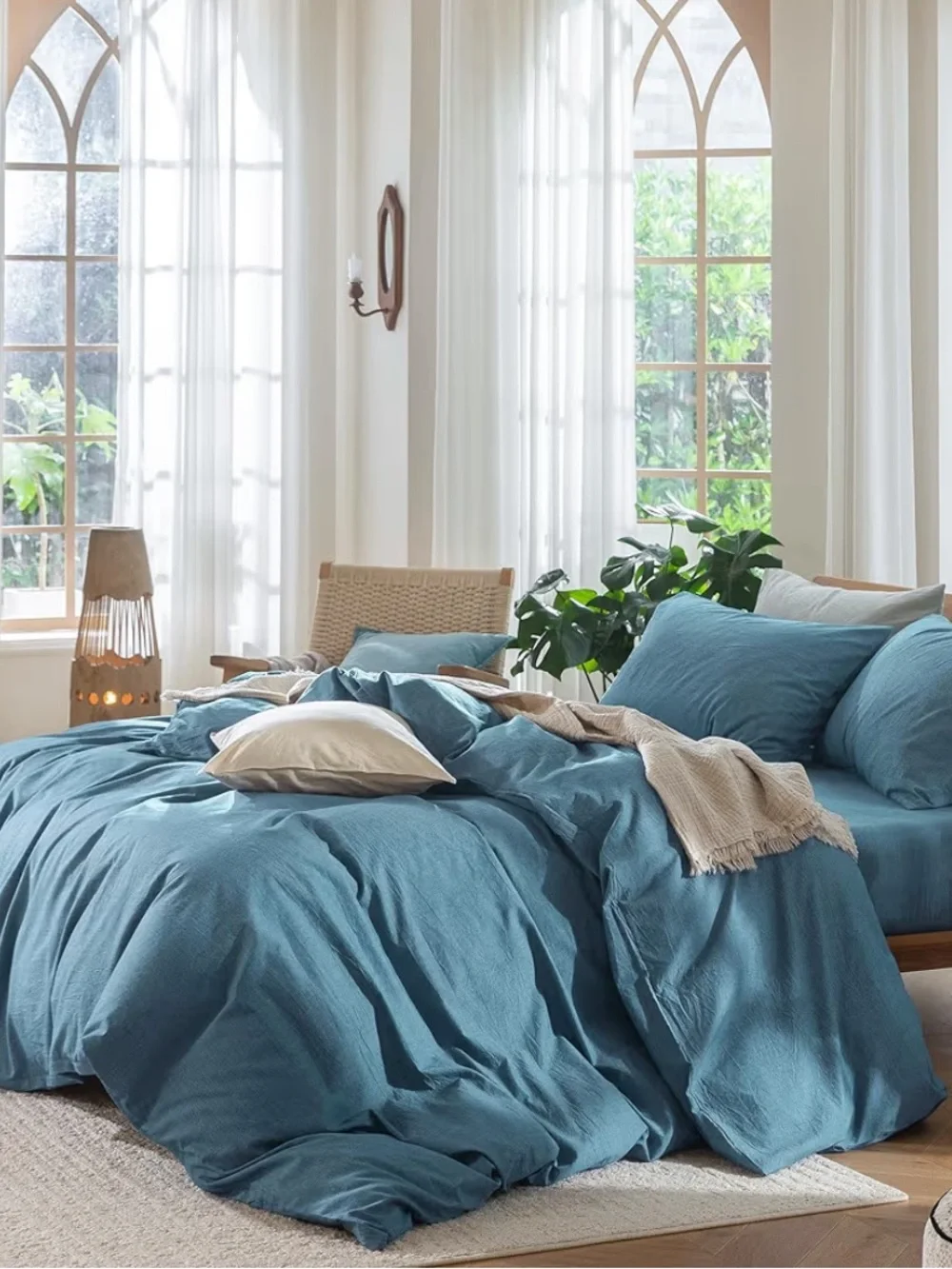 MooMee OVERSIZED KING Bedding Duvet Cover Set 100% Waahed Cotton